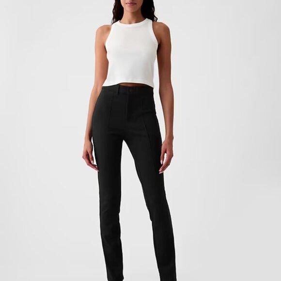 NWT sz 6 Black GAP High Rise Double Knit Skinny Pants Soft PONTE Pintuck Pleat - Picture 1 of 10